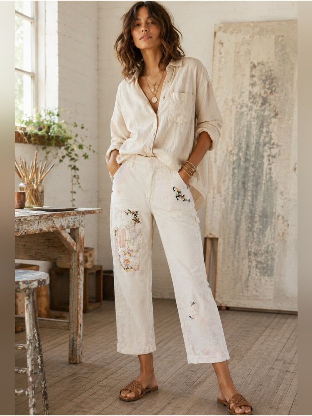 FREE PEOPLE WE THE FREE LOVE ALIVE HIGH RISE PATCHWORK BOYFRIEND JEAN SIZE 29